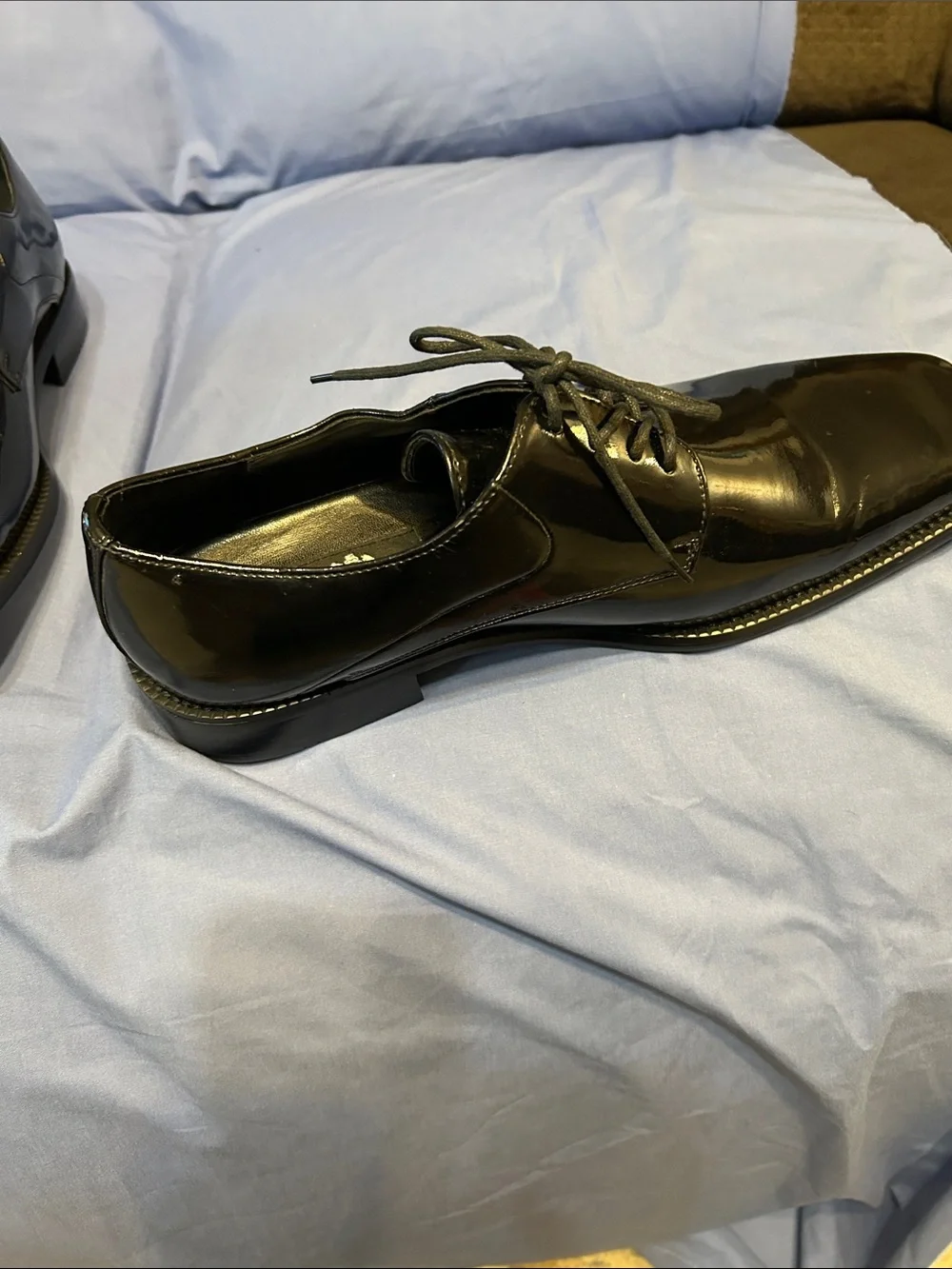 Stafford Black Patent Lace-Up Oxfords